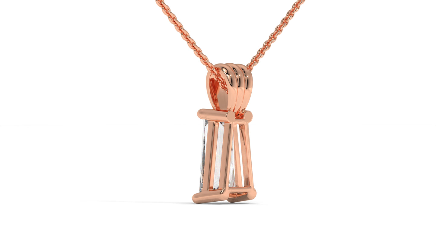2.00 CTW Tapered Baguette Diamond Solitaire Pendant in 14K Rose Gold – Secure Claw-Prong Setting