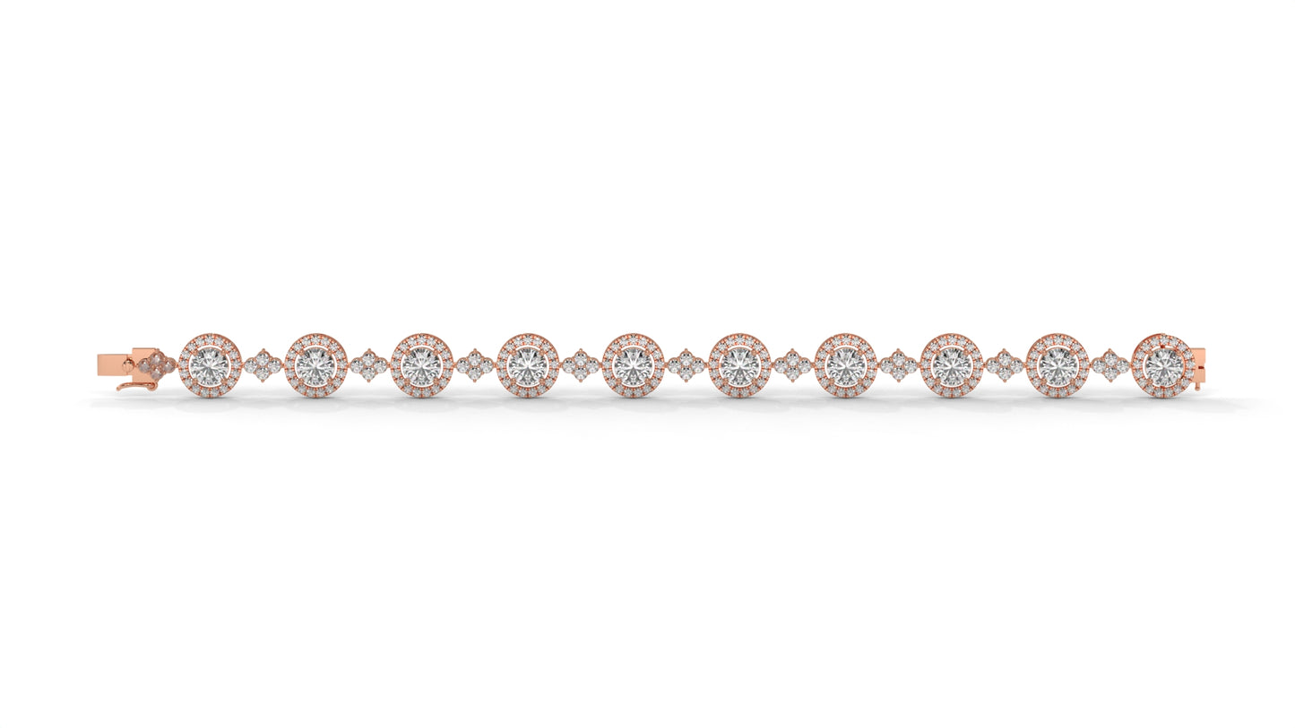 4.18 CTW Diamond Halo Link Bracelet in 14K Rose Gold
