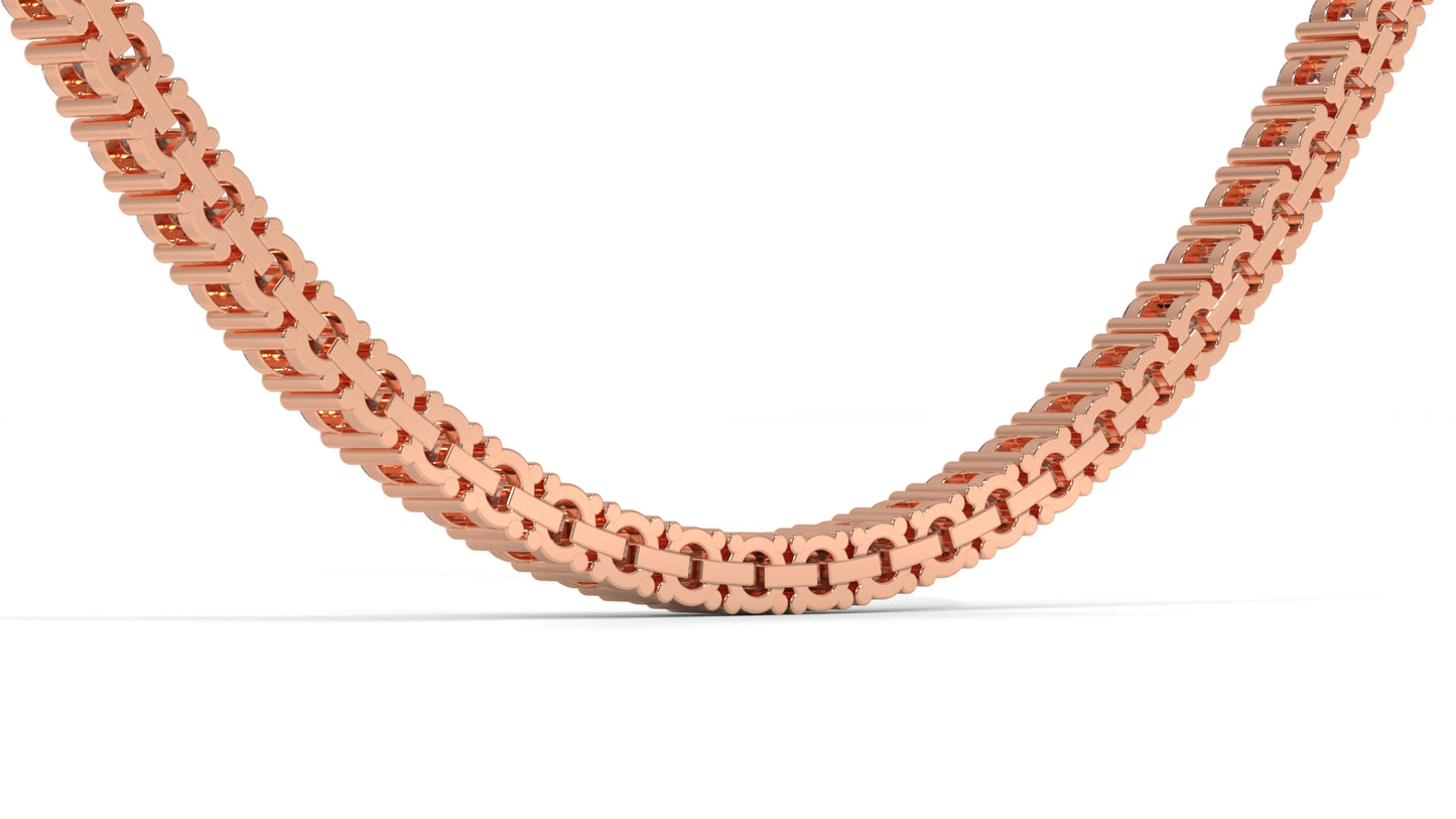 10 CTW Diamond Tennis Necklace in 14K Rose Gold – Classic Round Cut Single Row In 17 Inch