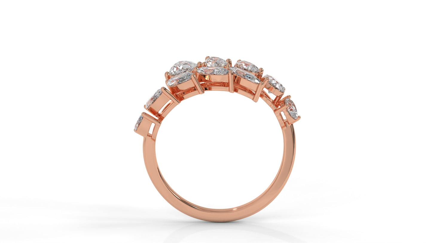 2.46 CTW Pear and Marquise Diamond Ring in 14K Rose Gold