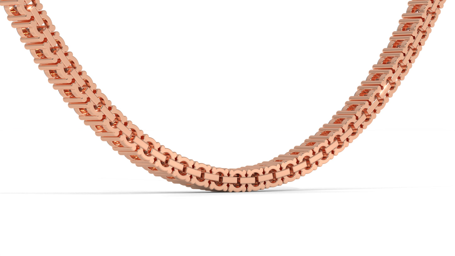 7.50 CTW Diamond Tennis Necklace in 14K Rose Gold – Classic Round Cut Single Row In 17 Inch