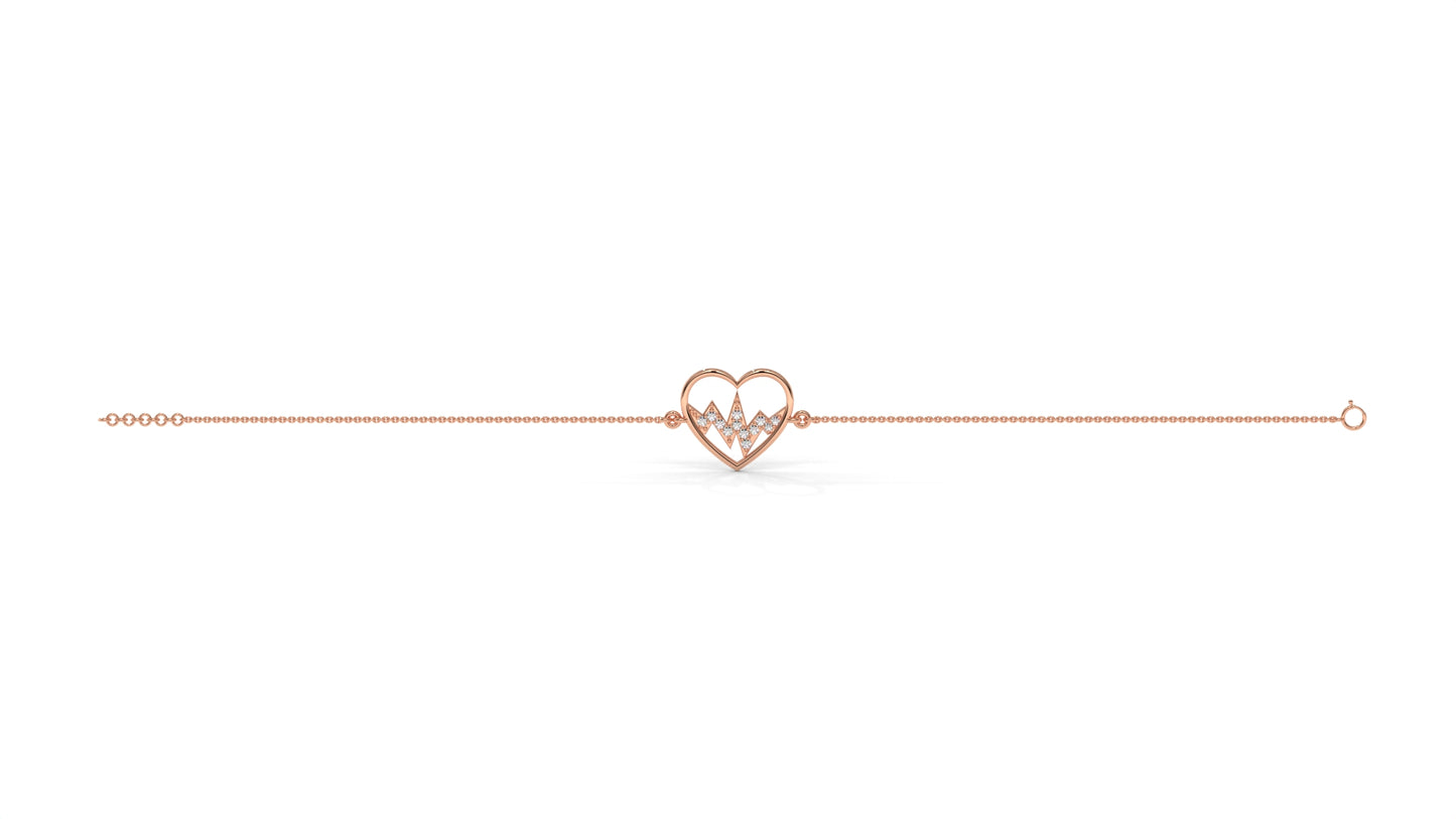 0.11 CTW Diamond Heartbeat Bracelet in 14K Rose Gold – Heart Outline Design