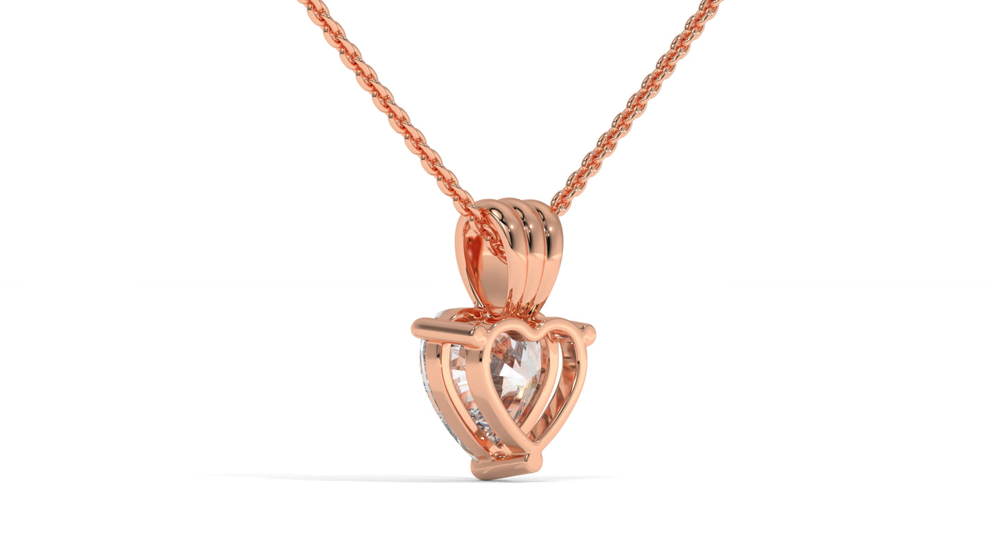 1.00 CTW Heart-Shaped Diamond Solitaire Pendant in 14K Rose Gold – Secure Claw-Prong Setting
