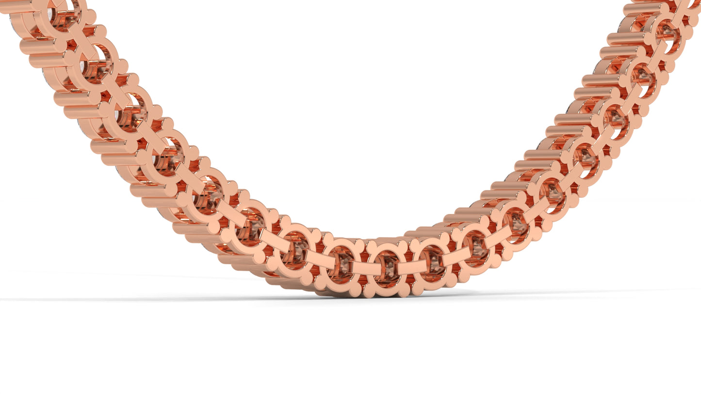 17.50 CTW Diamond Tennis Necklace in 14K Rose Gold – Classic Round Cut Single Row In 17 Inch