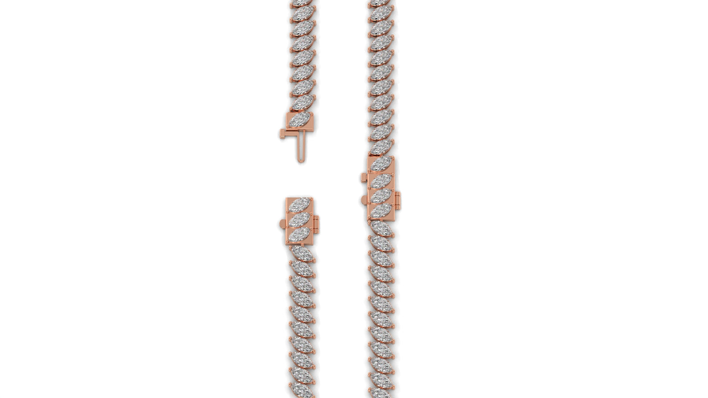 11.50 CTW Marquise Diamond Bracelet in 14K Rose Gold