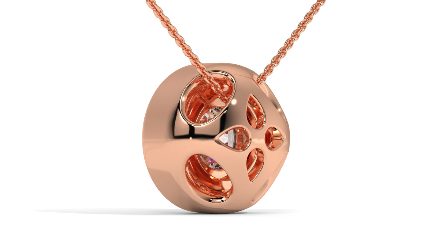 2.00 CTW Round Diamond Bezel-Set Solitaire Pendant in 14K Rose Gold