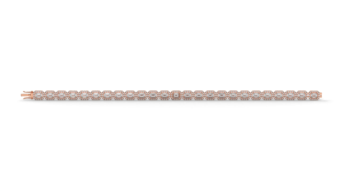7.00 CTW Diamond Halo Bracelet in 14K Rose Gold - Luxury Statement Design
