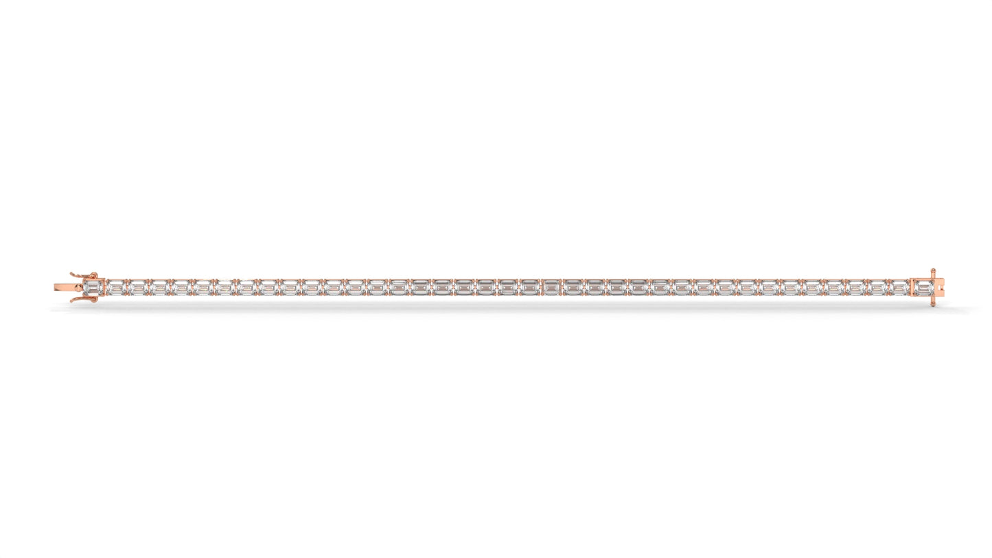 7.80 CTW Emerald Cut Diamond Classic Tennis Bracelet in 14K Rose Gold