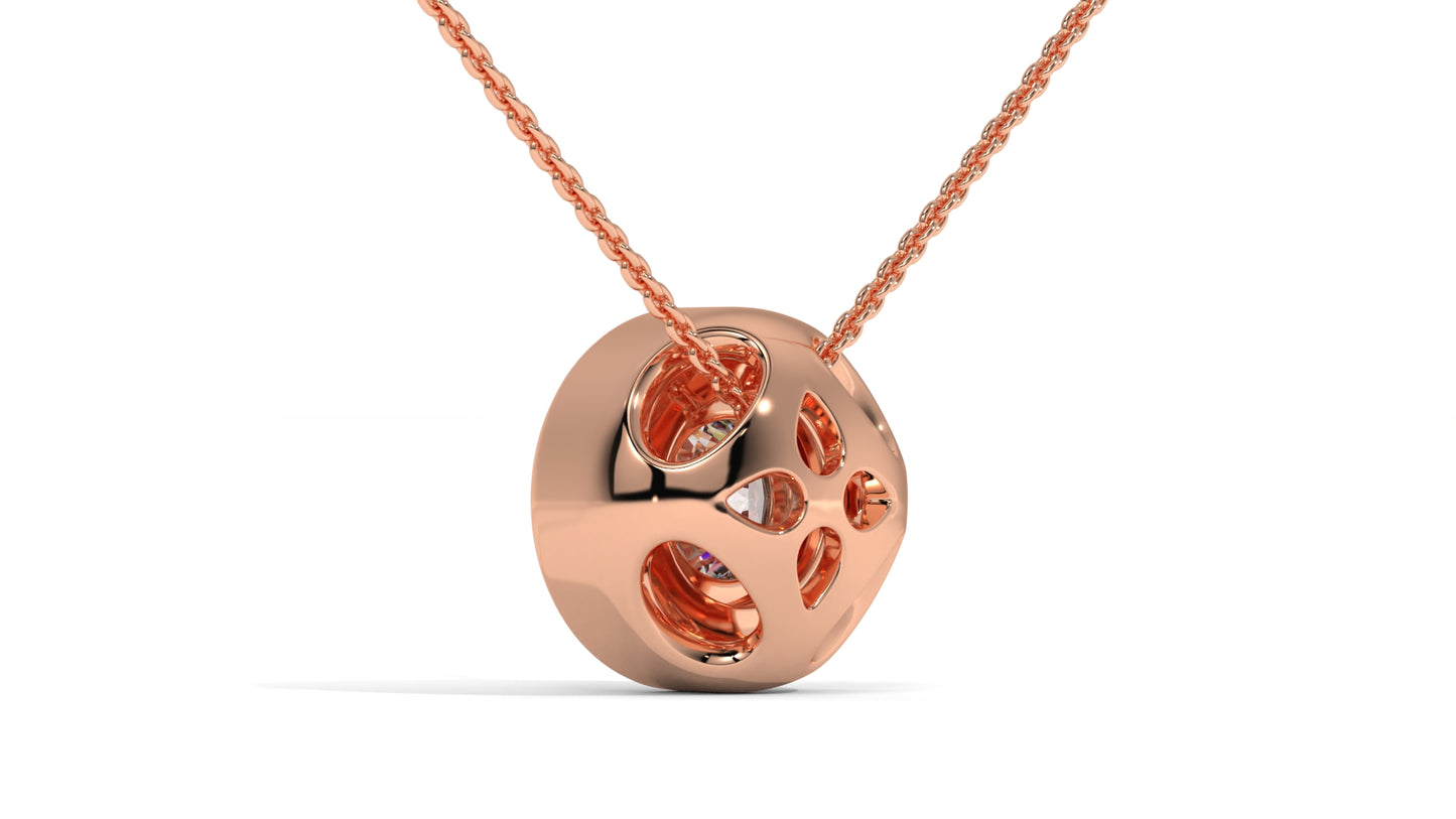1.00 CTW Round Diamond Bezel-Set Solitaire Pendant in 14K Rose Gold