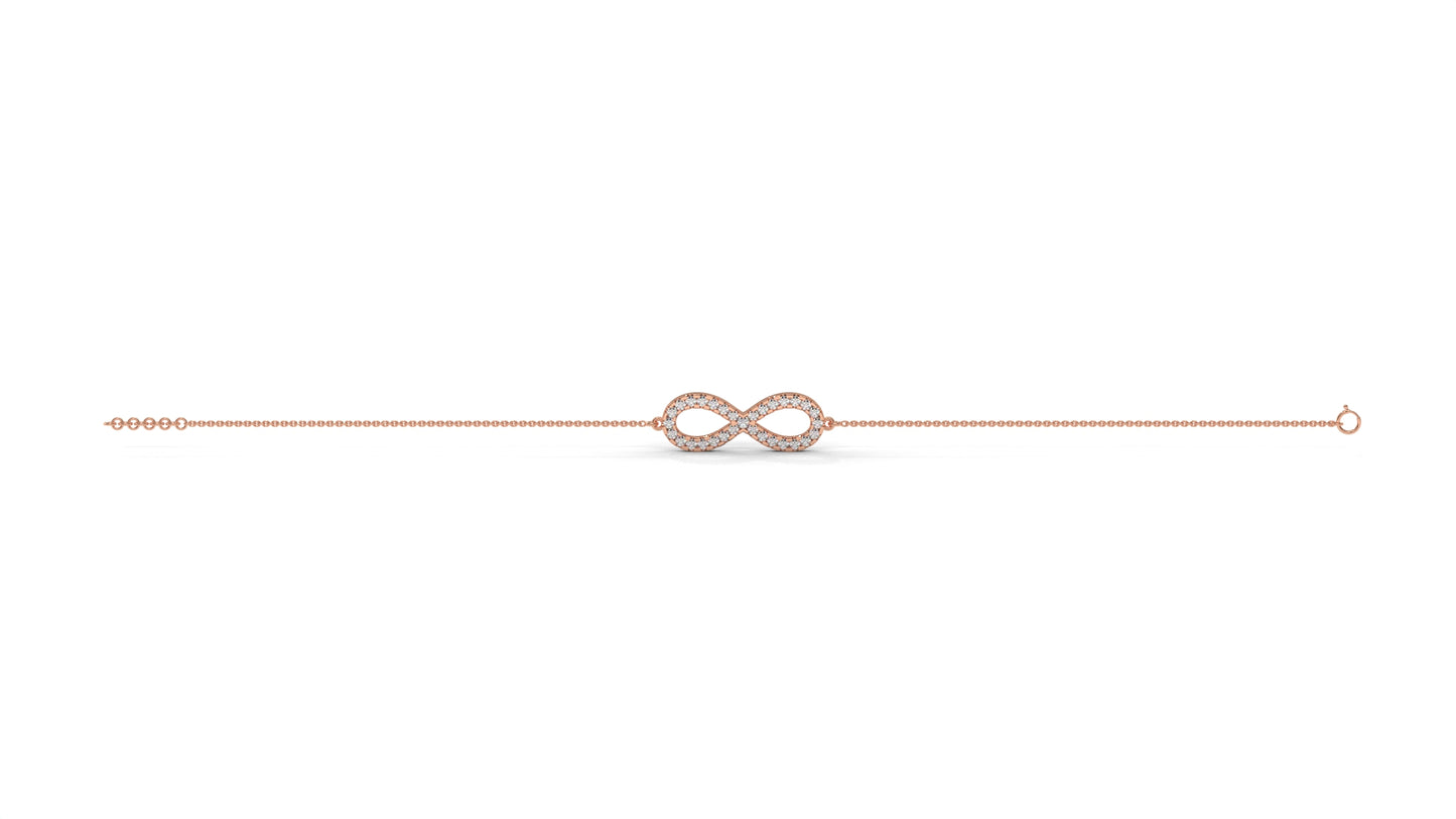 0.38 CTW Round Diamond Infinity Bracelet in 14K Rose Gold