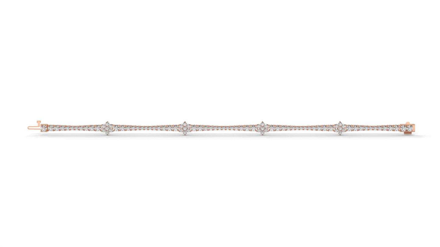 4.95 CTW Diamond Tennis Bracelet in 14K Rose Gold – Classic Round Cut Design