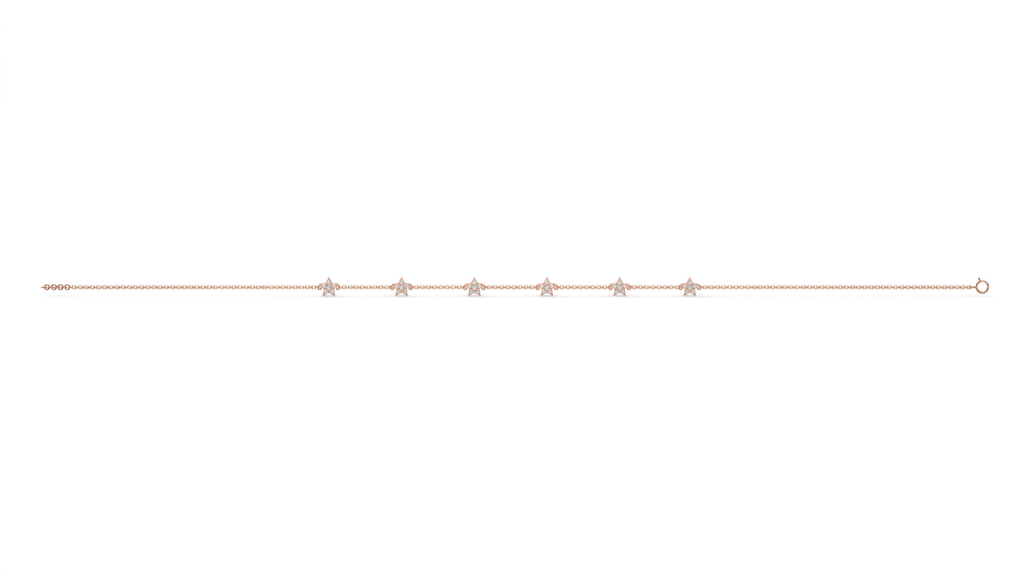 0.75 Ctw Diamond Star Bracelet in 14K Rose Gold