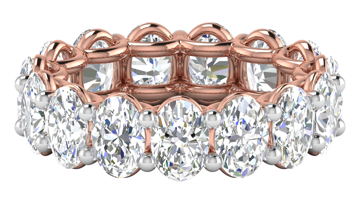 7.50 Ctw Oval Cut Diamond Eternity Band Set In 14K Rose Gold