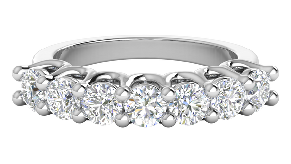 2.10 Ctw Dazzling Seven-Stone Wedding Band With U-Shape Prong Setting In 14K White Gold