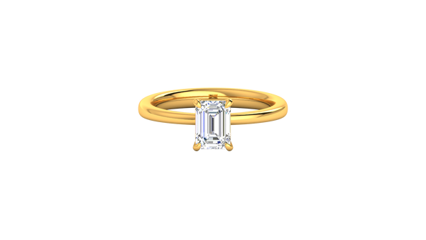 1.00 Ctw Emerald Cut Solitaire Engagement Ring Set In 14K Yellow Gold
