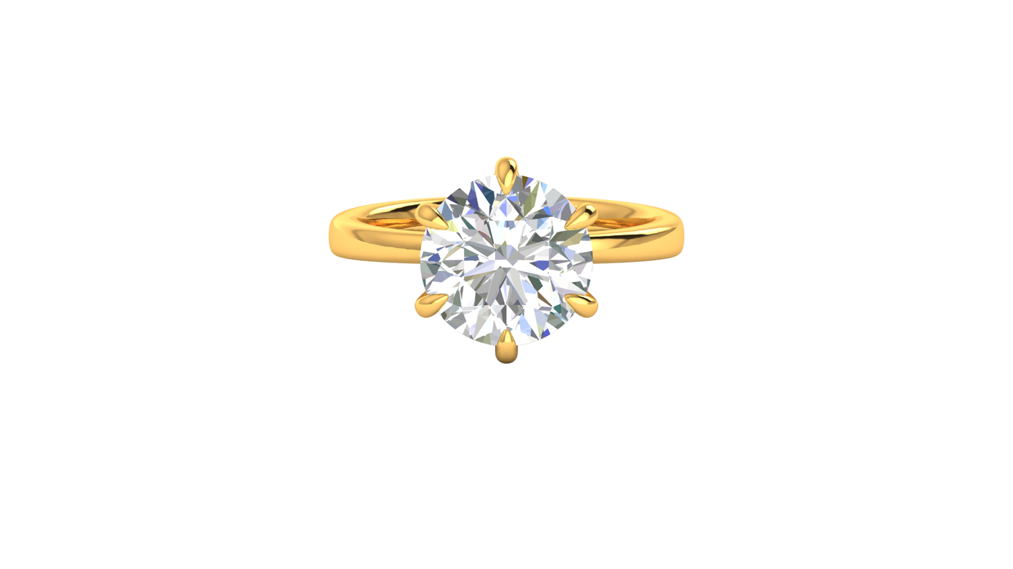 4.00 Ctw Classic Solitaire Engagement Ring Set In 14K Yellow Gold