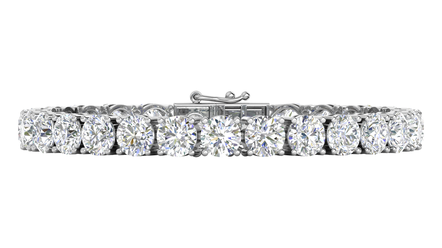 27.00 Ctw Round Brilliant Diamond Tennis Bracelet In 14K White Gold