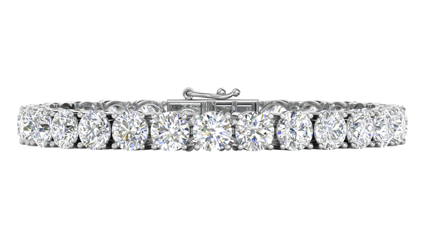 27.00 Ctw Round Brilliant Diamond Tennis Bracelet In 14K White Gold