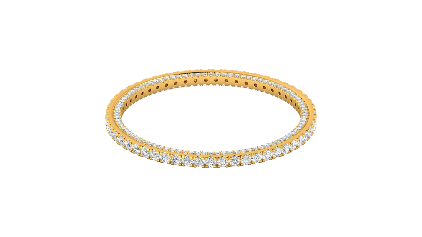 32.40 Ctw Round Cut Diamond Bangle | Double Row Pavé-Set Luxury Diamond Bangle Set In 14K Yellow Gold