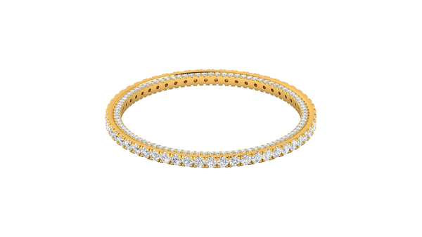 32.40 Ctw Round Cut Diamond Bangle | Double Row Pavé-Set Luxury Diamond Bangle Set In 14K Yellow Gold