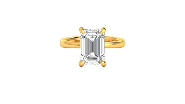 5.00 Ctw Emerald Cut Solitaire Engagement Ring Set In 14K Yellow Gold