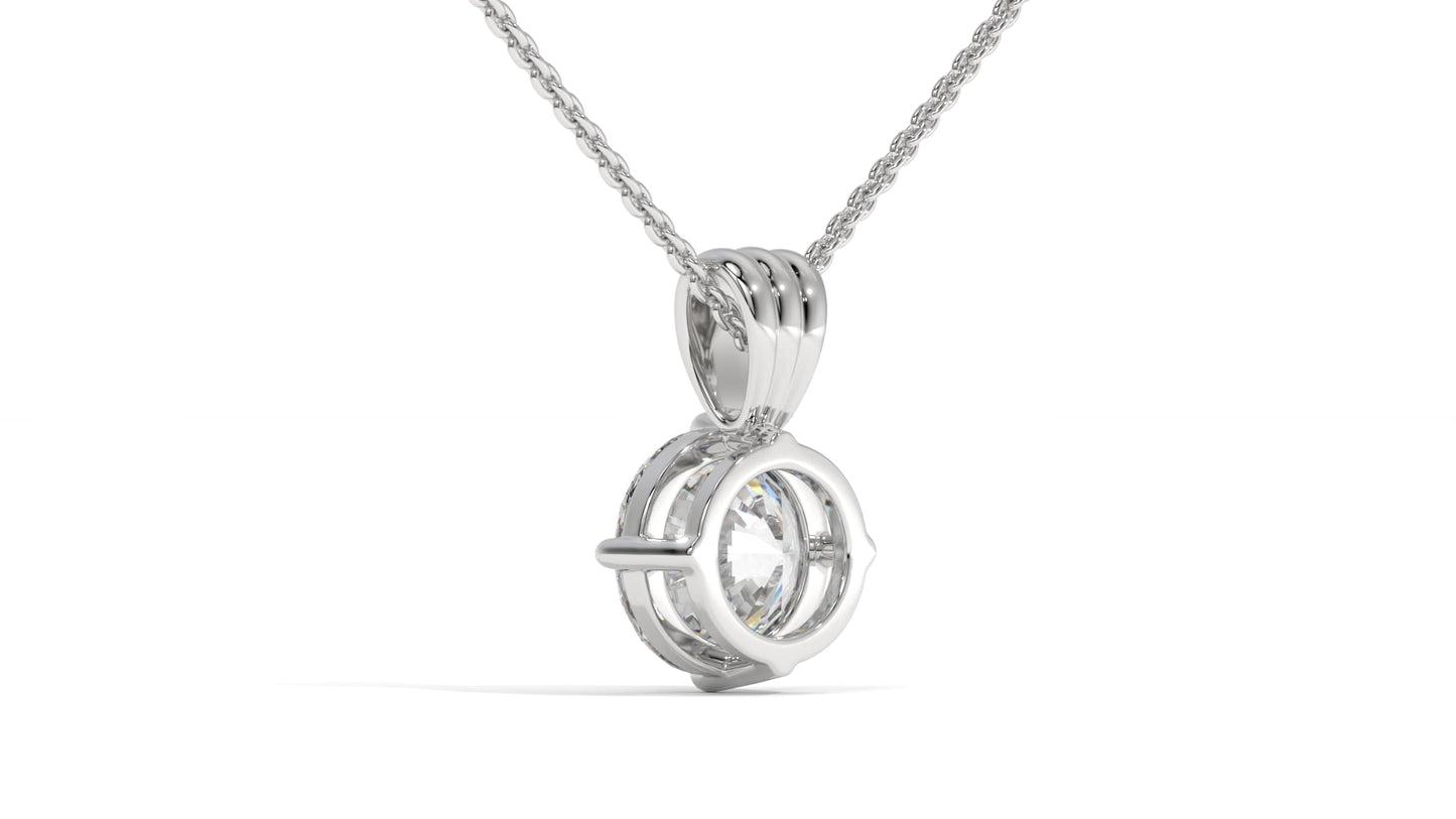 1.00 CTW Round Diamond Four-Prong Solitaire Pendant in 14K White Gold – Secure Claw-Prong Setting