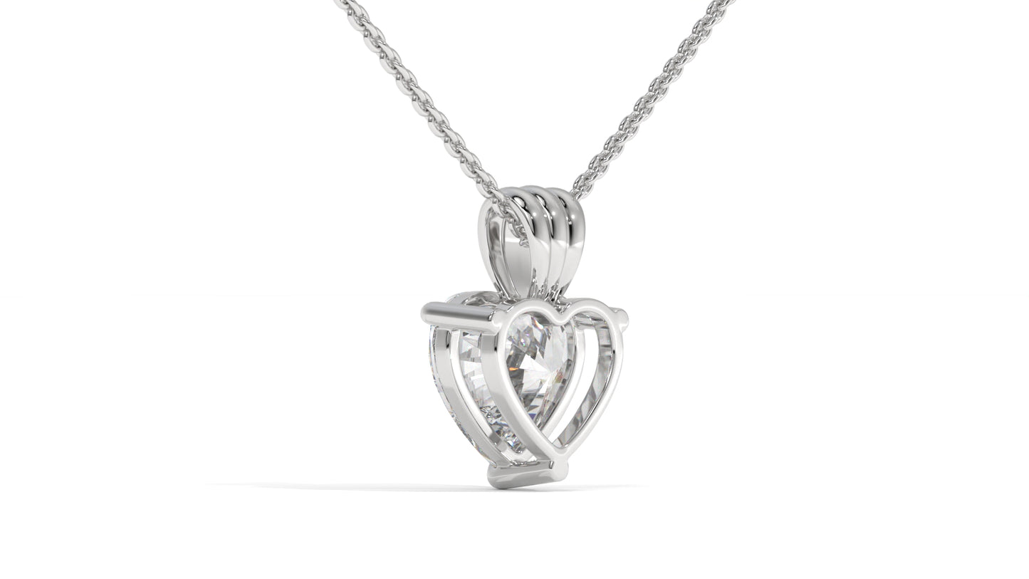 1.50 CTW Heart-Shaped Diamond Solitaire Pendant in 14K White Gold – Secure Claw-Prong Setting