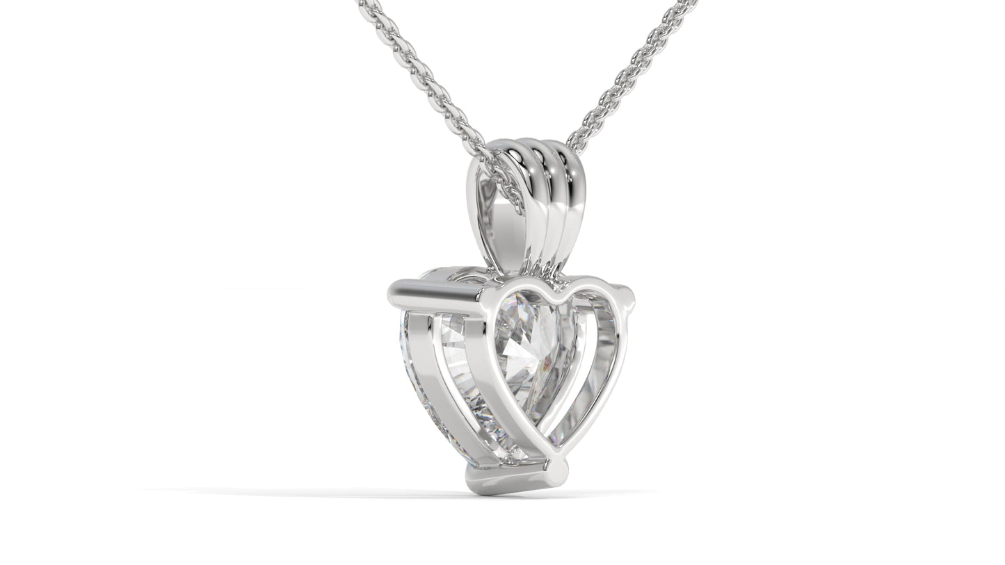 2.00 CTW Heart-Shaped Diamond Solitaire Pendant in 14K White Gold – Secure Claw-Prong Setting