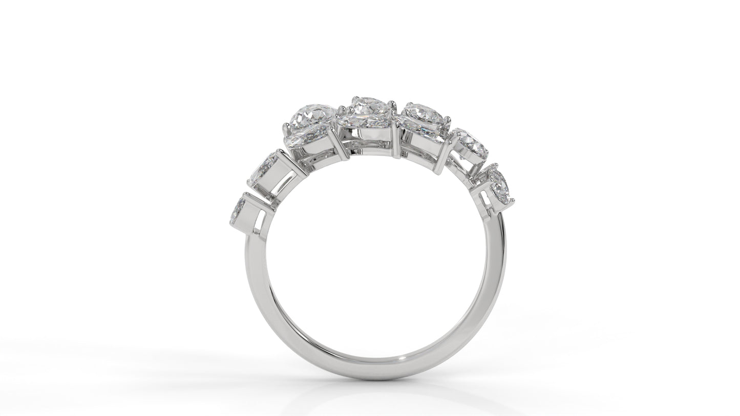 2.46 CTW Pear and Marquise Diamond Ring in 14K White Gold