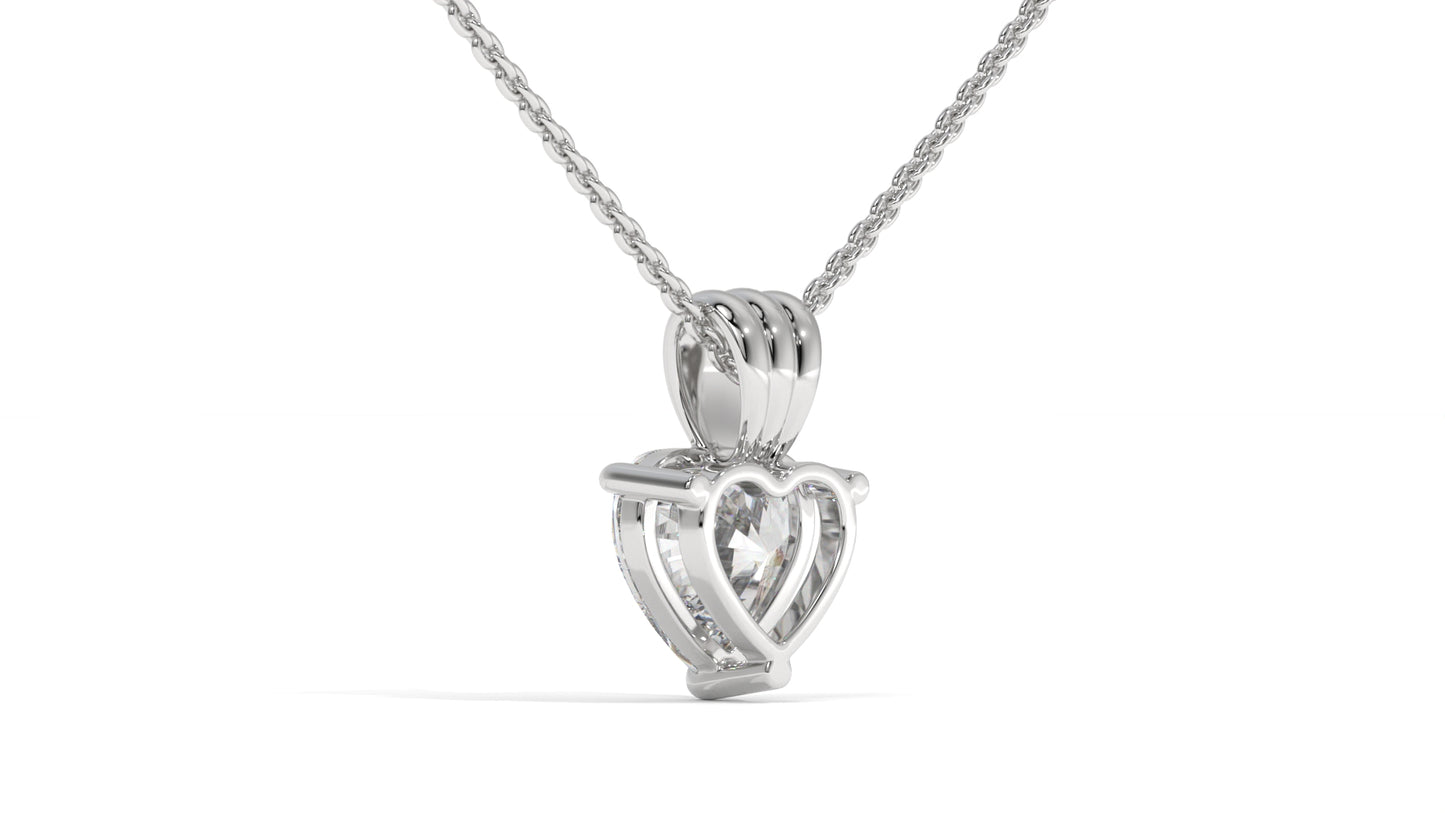 1.00 CTW Heart-Shaped Diamond Solitaire Pendant in 14K White Gold – Secure Claw-Prong Setting