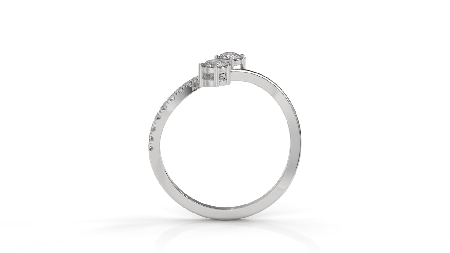 0.34 CTW Toi et Moi Diamond Ring in 14K White Gold with Round Cut Diamonds