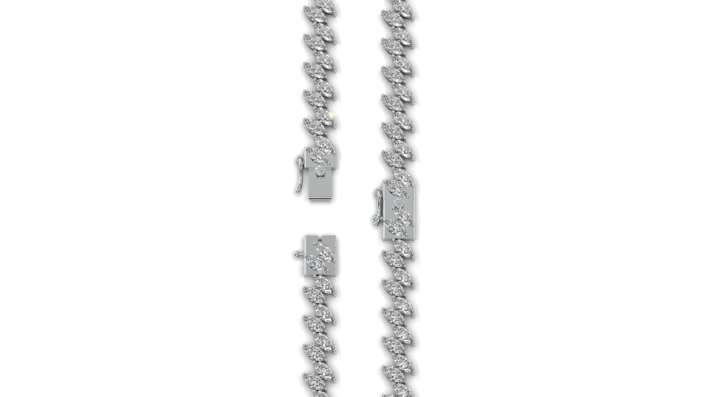 12.50 CTW Marquise Diamond Bracelet in 14K White Gold – Double Row Design