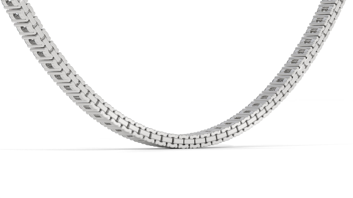 5 CTW Diamond Tennis Necklace in 14K White Gold – Classic Round Cut Single Row In 17 Inch