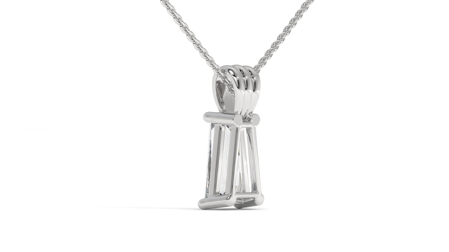 2.00 CTW Tapered Baguette Diamond Solitaire Pendant in 14K White Gold – Secure Claw-Prong Setting
