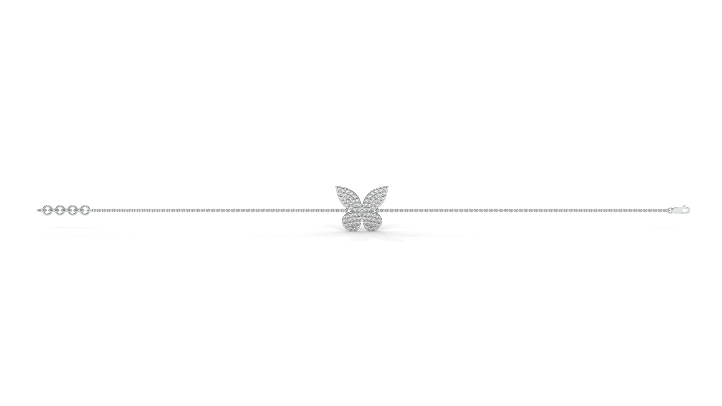 0.43 CTW Diamond Butterfly Bracelet in 14K White Gold – Pavé Butterfly Design