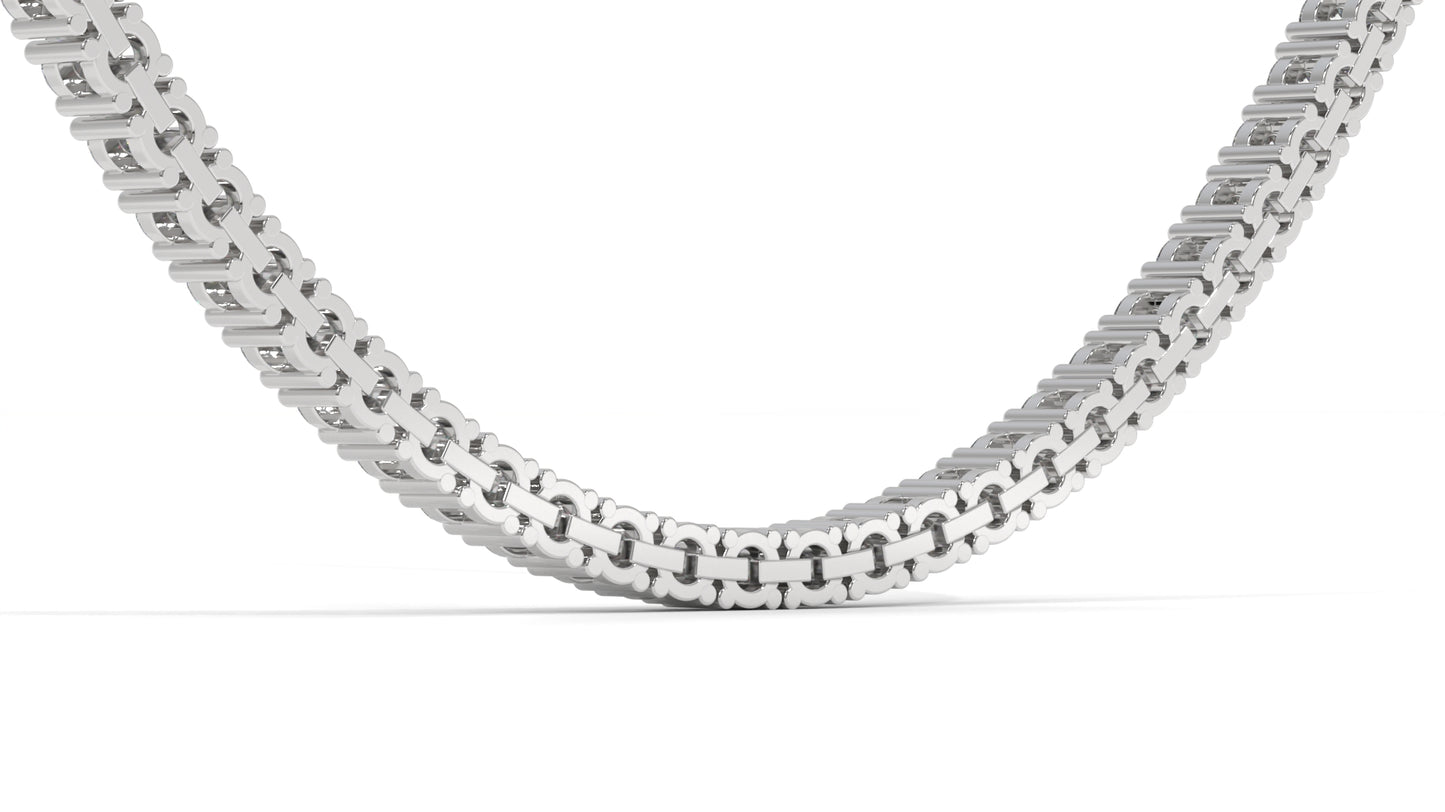 10 CTW Diamond Tennis Necklace in 14K White Gold – Classic Round Cut Single Row In 17 Inch