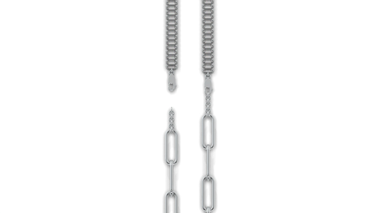 6.44 CTW Straight Baguette Diamond Bracelet in 14K White Gold – Modern Link Design