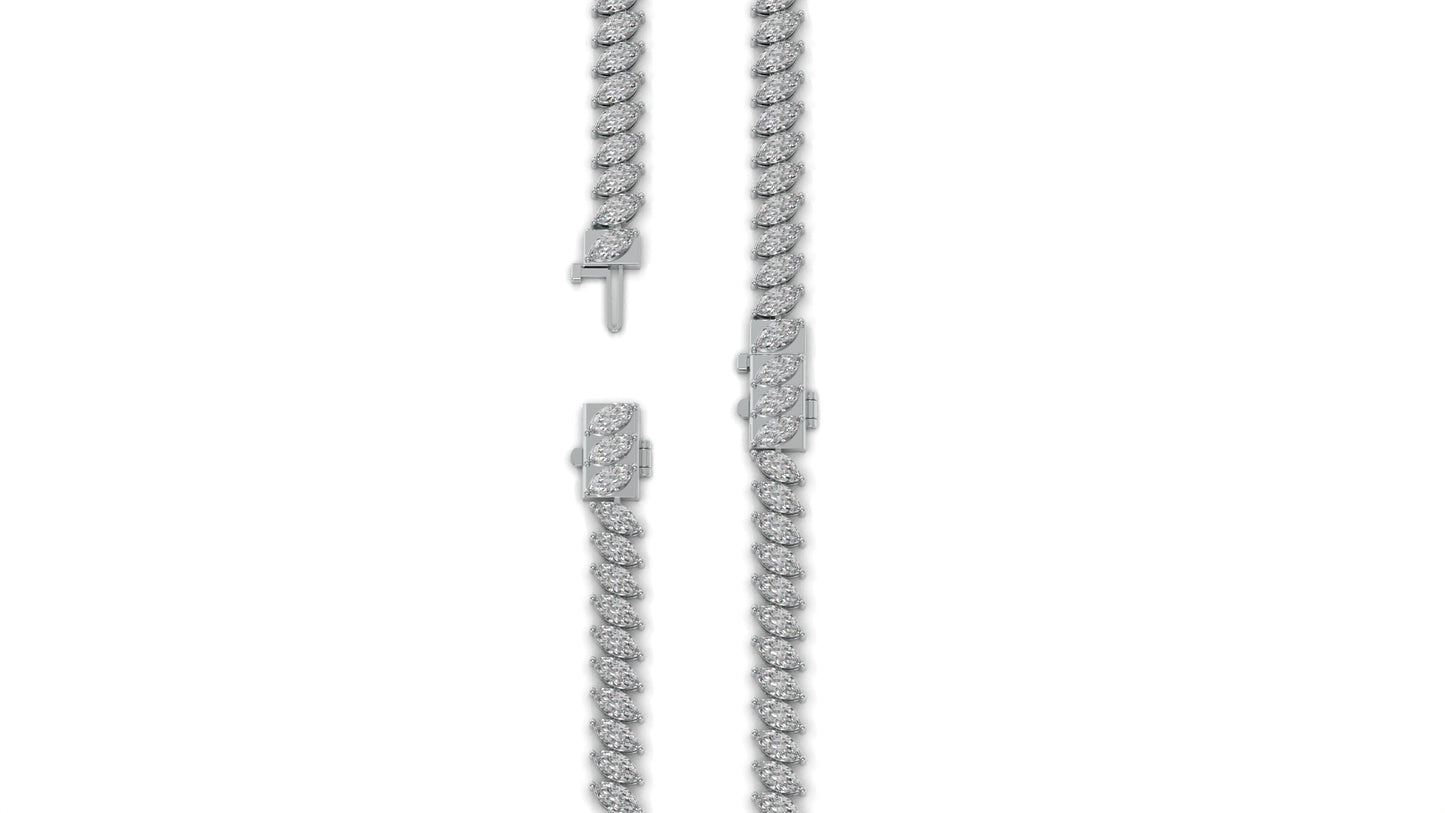11.50 CTW Marquise Diamond Bracelet in 14K White Gold