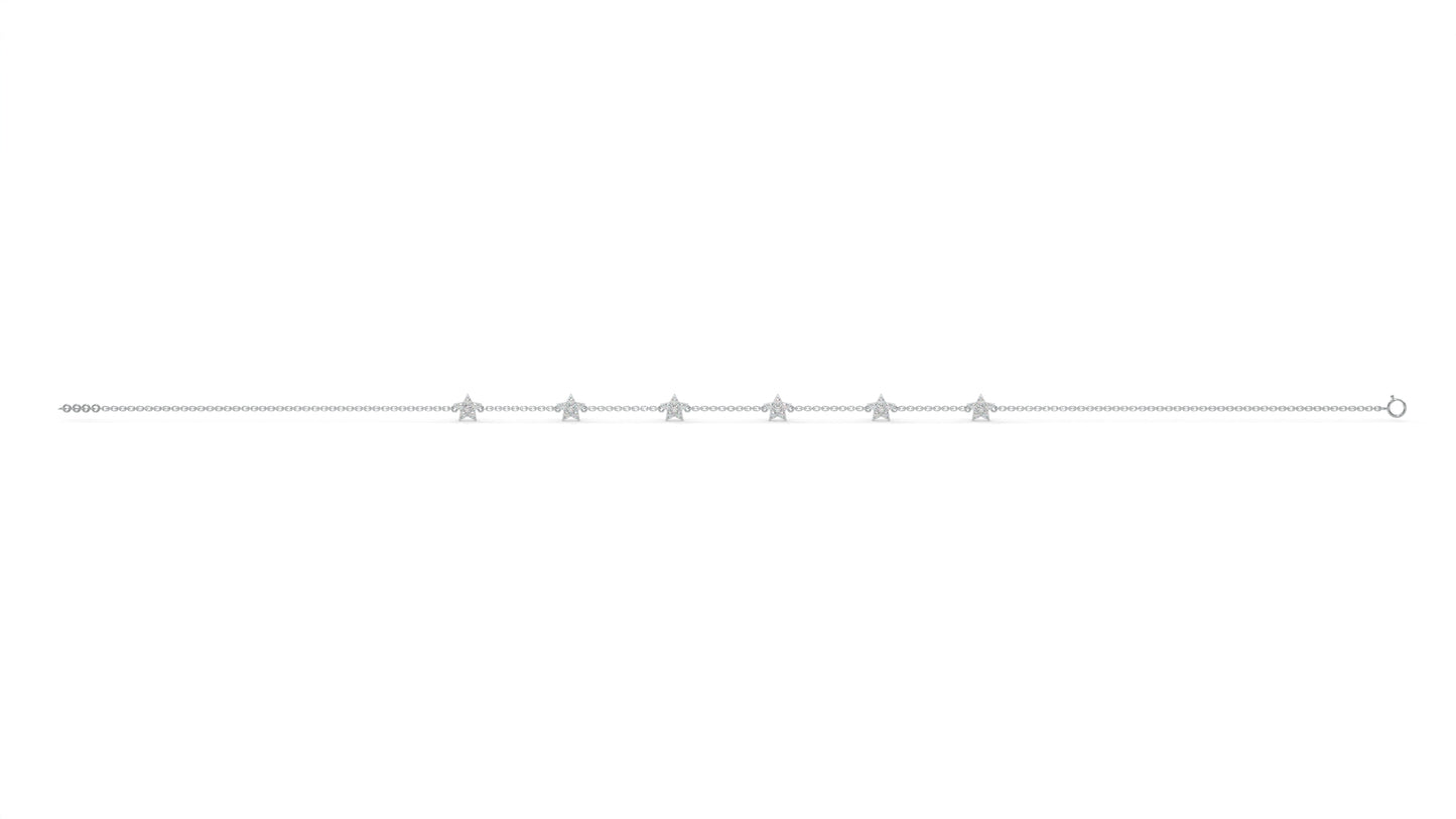 0.75 Ctw Diamond Star Bracelet in 14K White Gold
