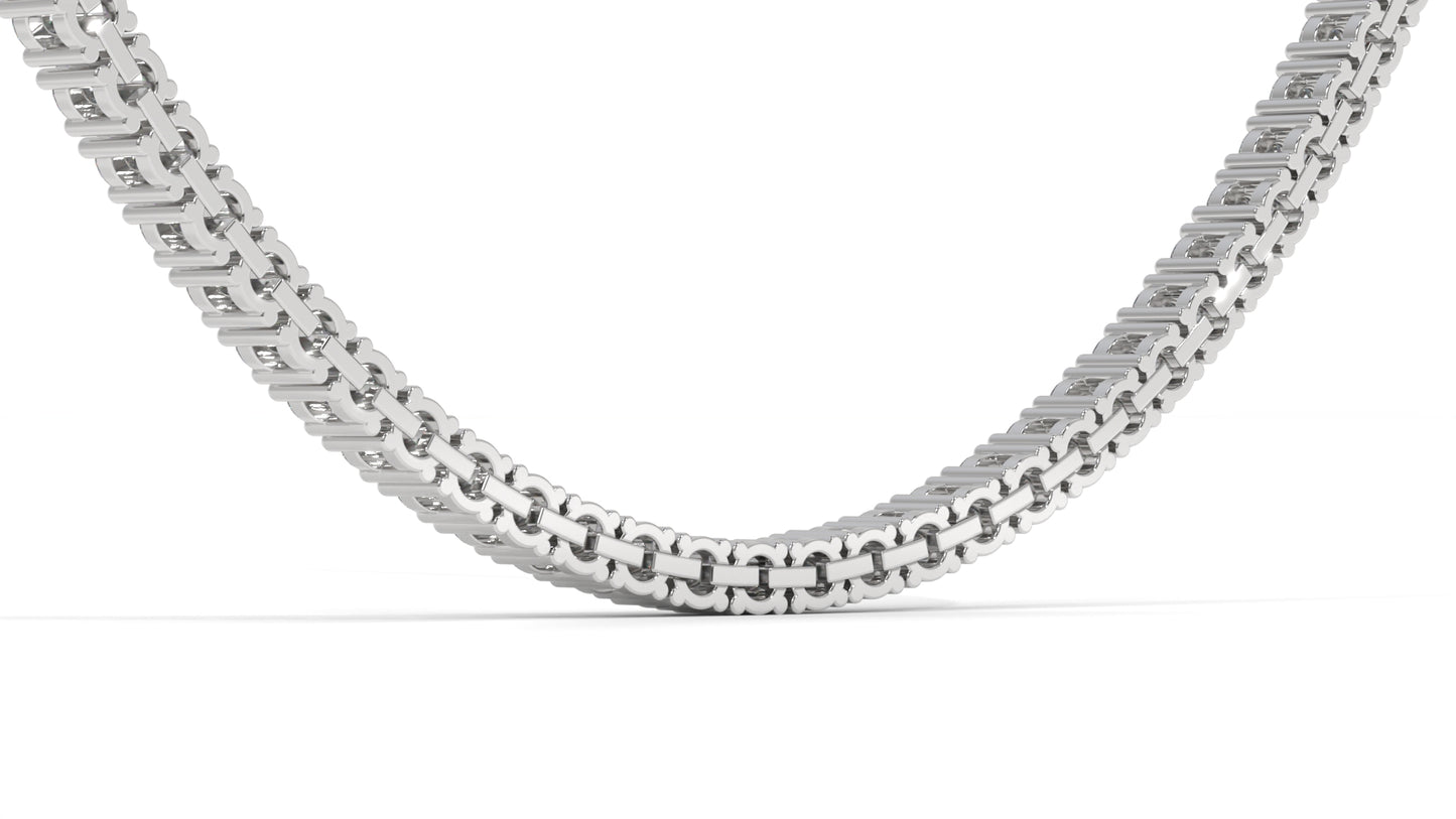 7.50 CTW Diamond Tennis Necklace in 14K White Gold – Classic Round Cut Single Row In 17 Inch