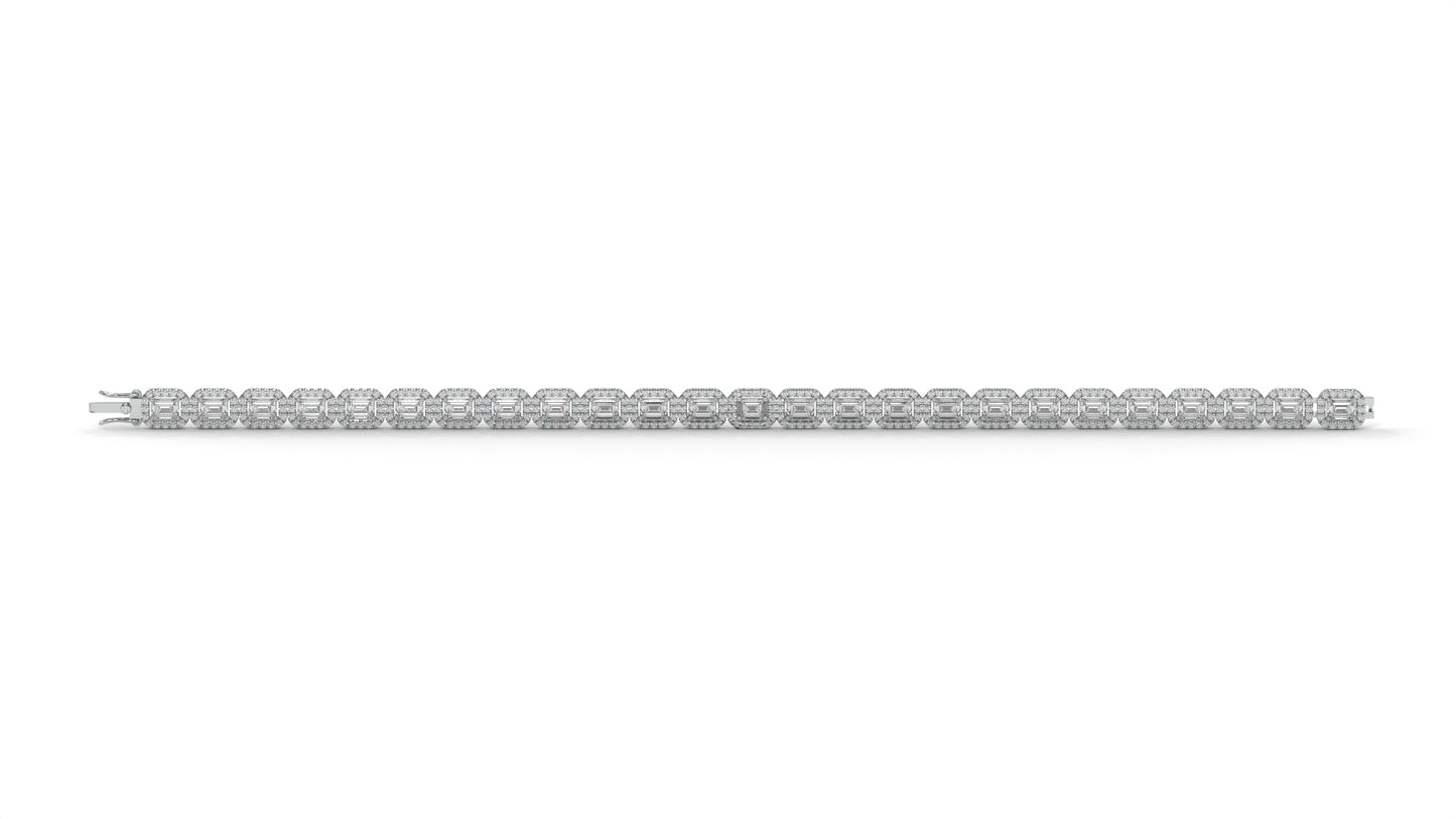 7.00 CTW Diamond Halo Bracelet in 14K White Gold - Luxury Statement Design