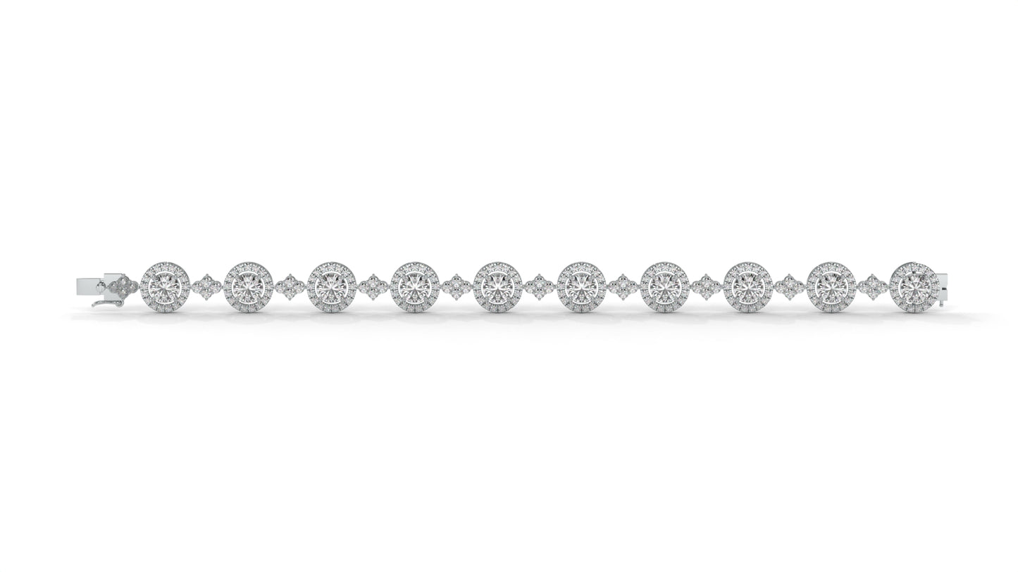 4.18 CTW Diamond Halo Link Bracelet in 14K White Gold