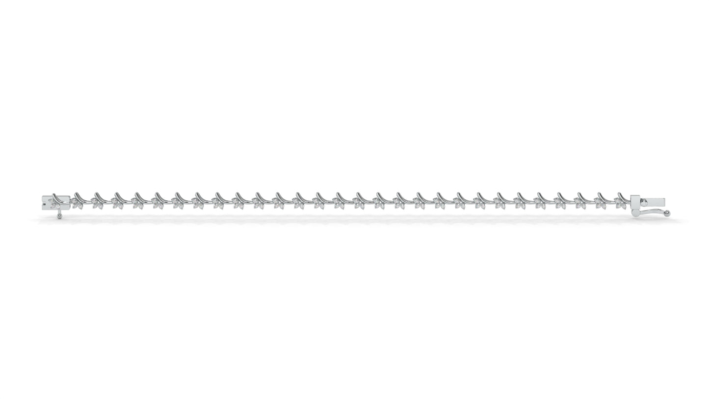 0.72 CTW Round Diamond Bracelet in 14K White Gold – Floral Cluster Design