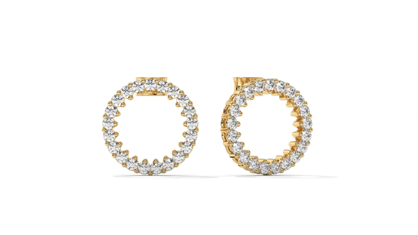 0.42 CTW Round Diamond Circle Hoop Earrings in 14K Yellow Gold