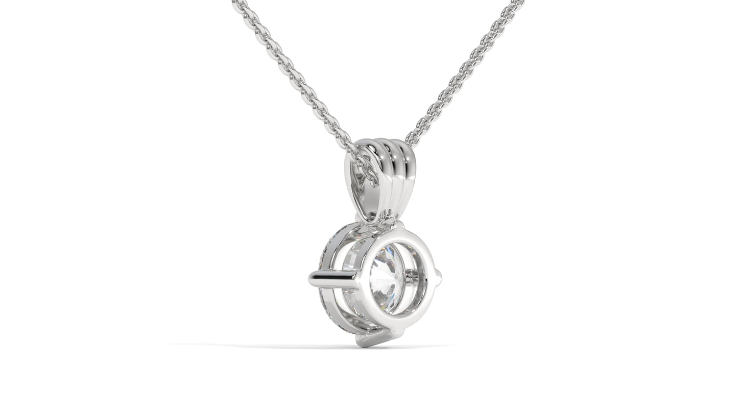 1.50 CTW Round Diamond Four-Prong Solitaire Pendant in 14K White Gold – Secure Claw-Prong Setting