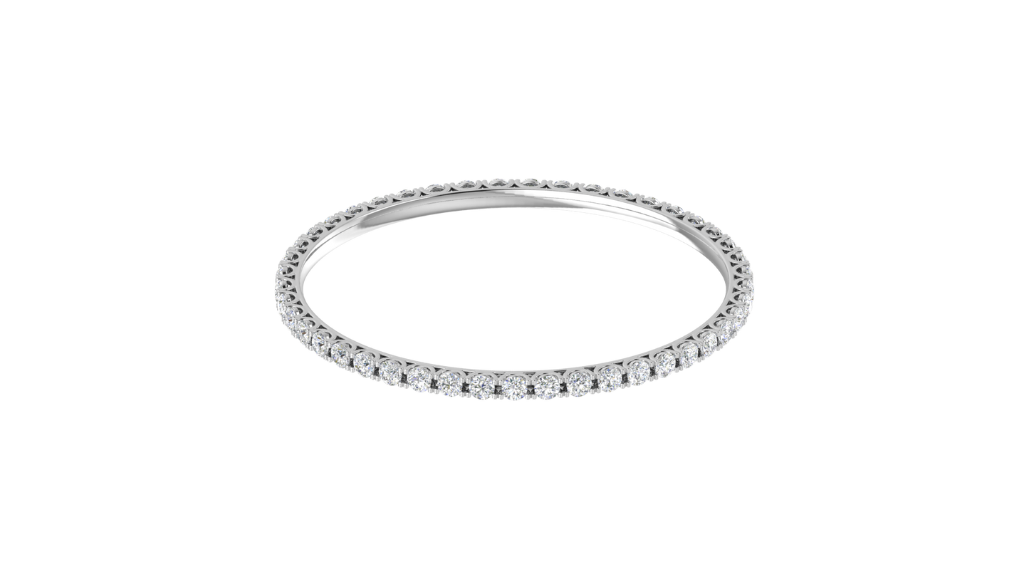 17.10 Ctw Round Cut Diamond Bangle | Shared Prong Diamond Bangle Set In Luxury 14K White Gold