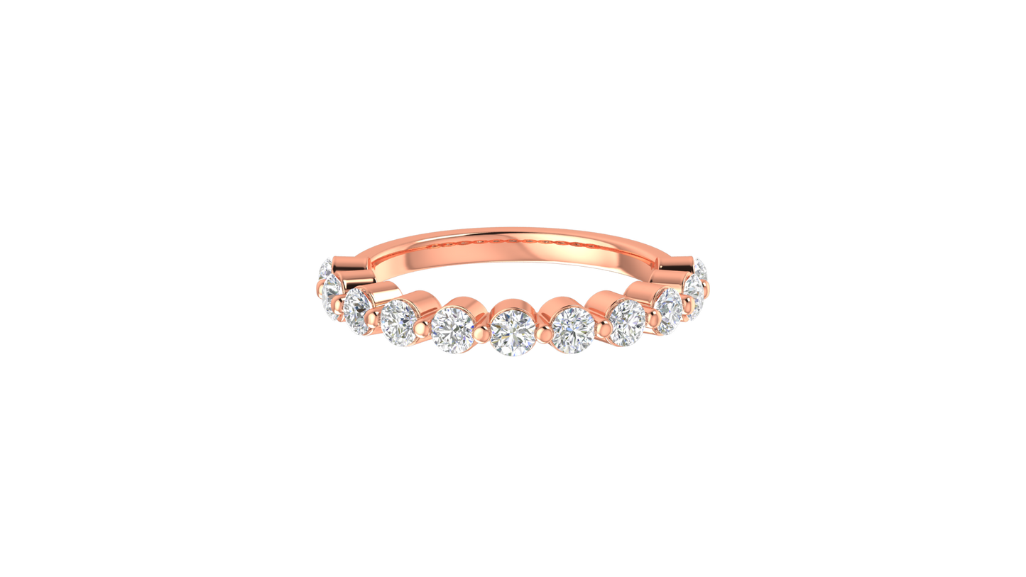 0.60 Ctw Bezal-Set Wedding Band Set In 14K Rose Gold
