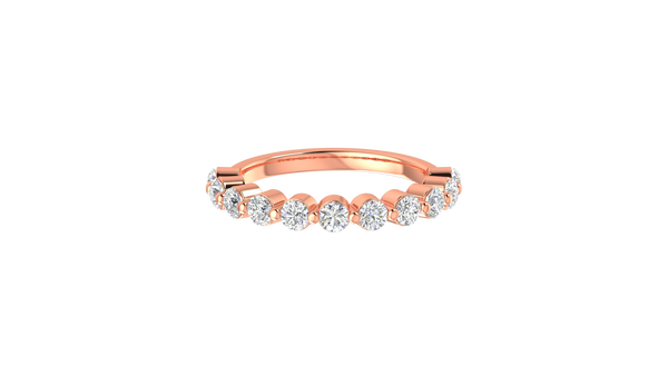 0.60 Ctw Bezal-Set Wedding Band Set In 14K Rose Gold