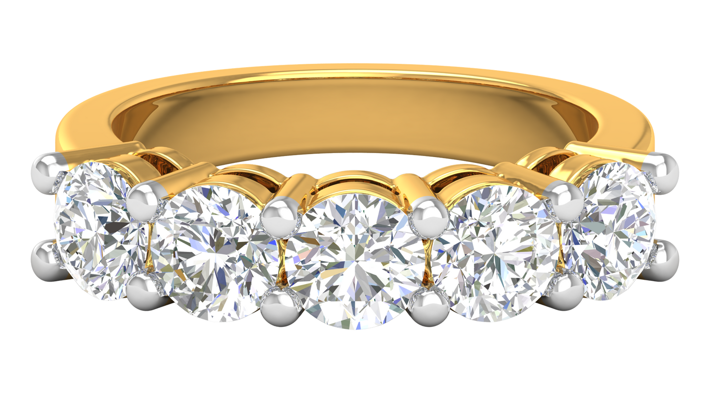 2.50 Ctw Elegant Five-Stone Wedding Band Set In 14K Yellow Gold