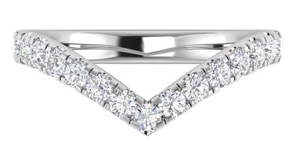 0.68 Ctw Elegant Diamond Chevron Ring Set In 14K White Gold